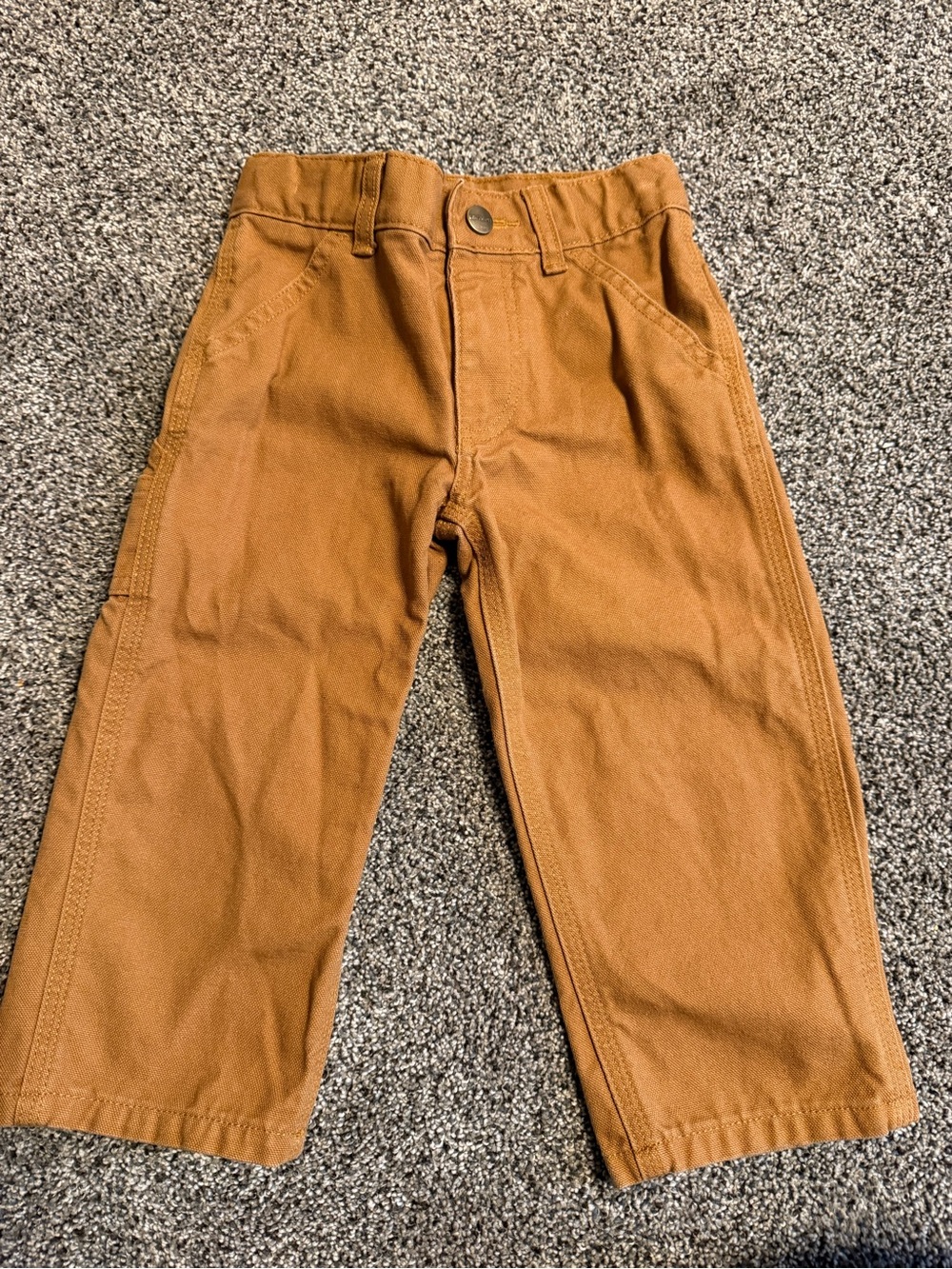 Carhartt Boys 2T Brown Canvas Cotton Cargo Pants Pockets BN8303-B NWOT